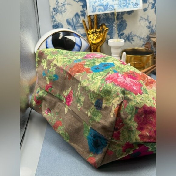 🆕 CHRISTIAN LACROIX 🧿 NWOT Shopping Tote Eden 1 Printed Canvas Taupe & Florals - Picture 9 of 16
